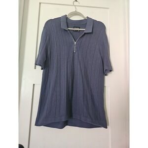 Abercrombie Men's Size M 1/4 Zip Knit Polo Shirt Dusty Slate Blue Cotton Blend